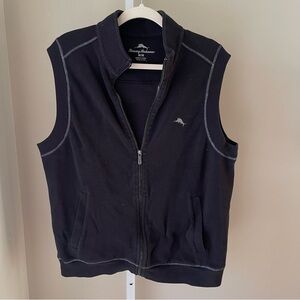 Tommy Bahama Men’s Black Full Zip Vest Size Medium Cotton Blend Casual Layer